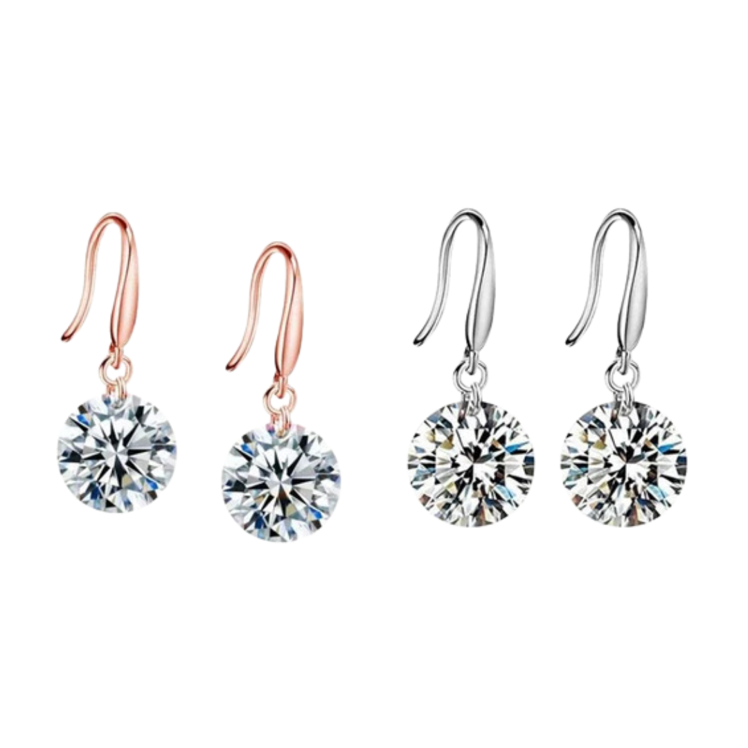 Combo of Rose Gold & Silver Plated White Stone Drop Earrings for Women & Girl