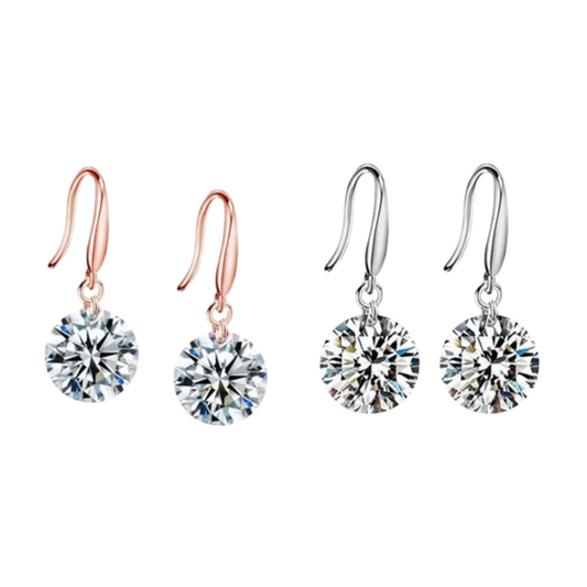 Combo of Rose Gold & Silver Plated White Stone Drop Earrings for Women & Girl