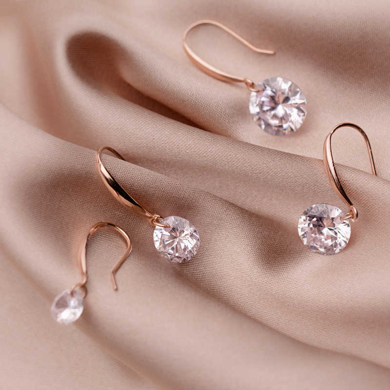 Combo of Rose Gold and Golden Drop Earrings with White Stone for Women d Girl Crystal Copper Stud Earring