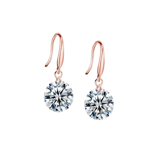 Rose Gold Plated Crystal Drop Earrings For Girls