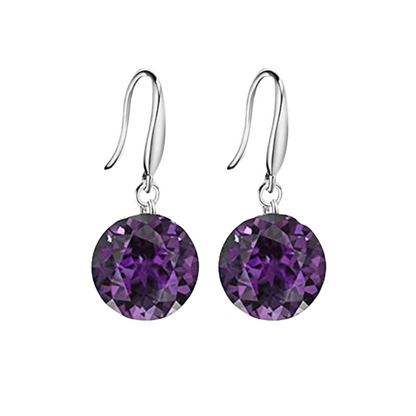 Dazzling Purple Crystal Drop Earrings for Women and Girls Copper Stud Earring