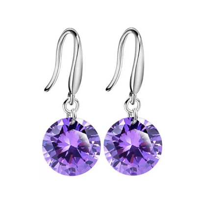 Dazzling Purple Crystal Drop Earrings for Women and Girls Copper Stud Earring