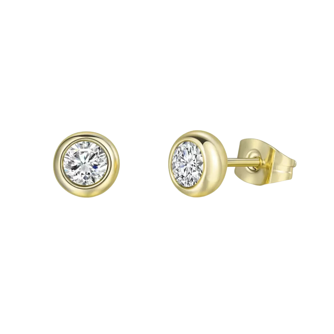 Daily Wear Gold Plated White Zircon Stud Earrings For Girls and Women