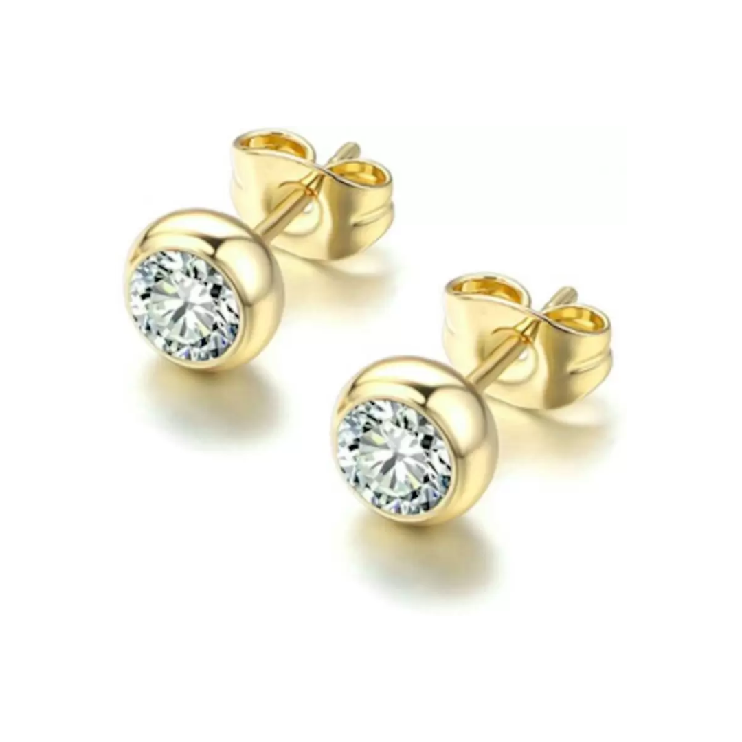 Daily Wear Gold Plated White Zircon Stud Earrings For Girls and Women