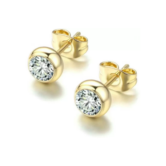 Nilu's Collection Partywear Gold Plated White Zircon Stone Stud Earrings For Girls and Women