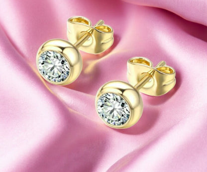 Daily Wear Gold Plated White Zircon Stud Earrings For Girls and Women