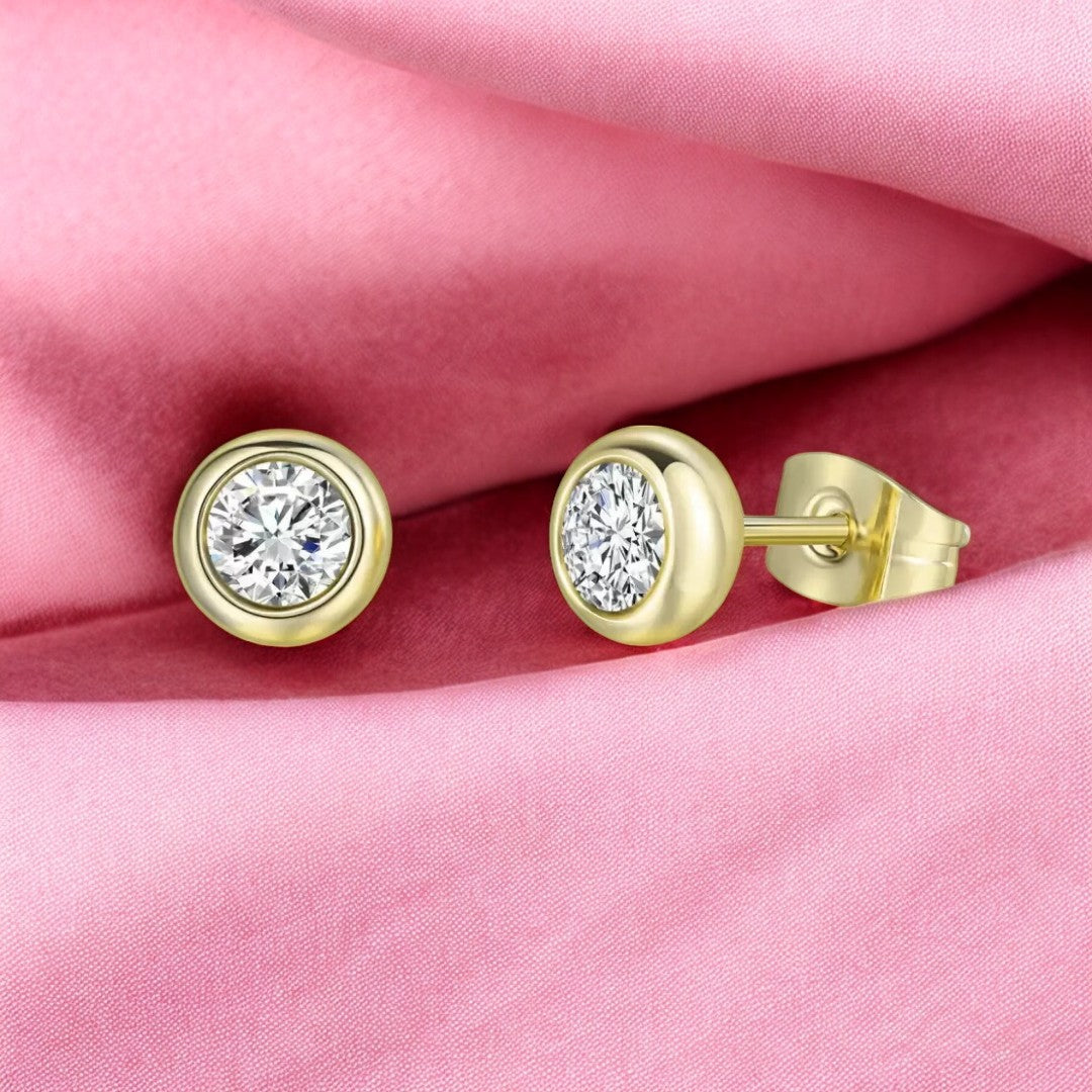 Daily Wear Gold Plated White Zircon Stud Earrings For Girls and Women