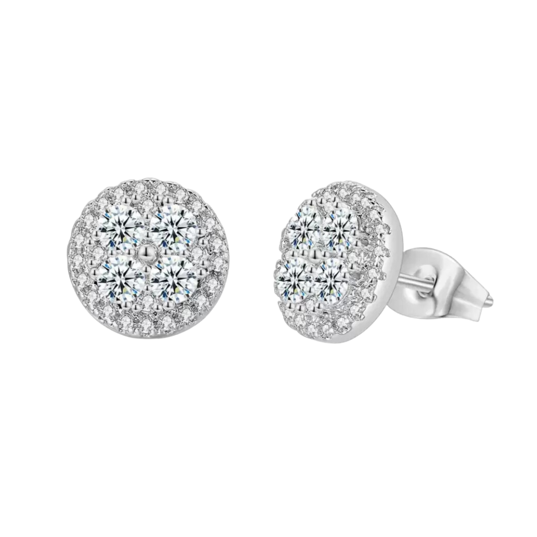 Premium Quality Silver Plated Round Micro Zircon Stone Stud Earring for Woman and Girls