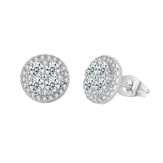 Premium Quality Silver Plated Round Micro Zircon Stone Stud Earring for Woman and Girls