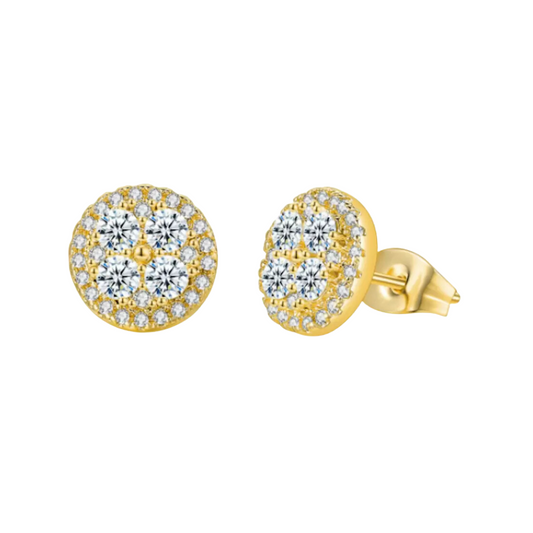 Premium Quality Gold Plated Round Micro Zircon Stone Stud Earring for Woman and Girls