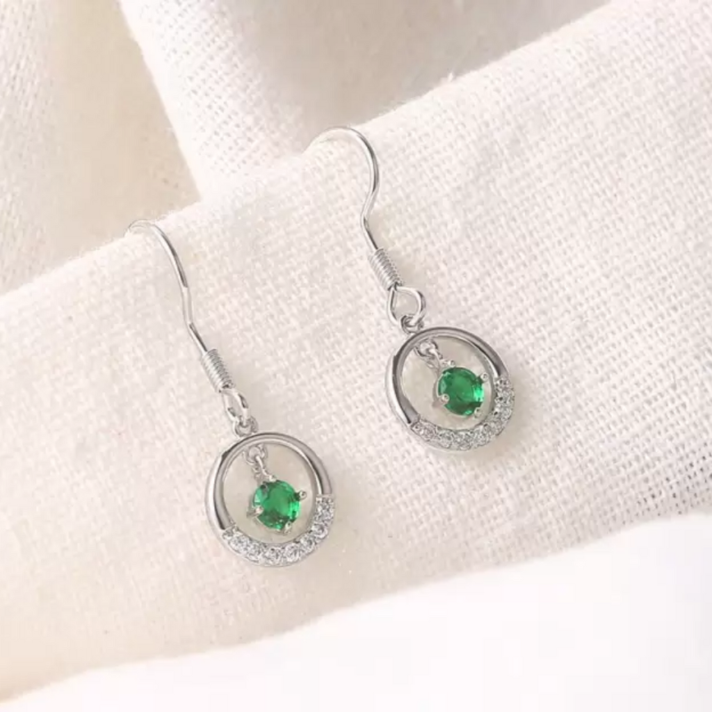 Cubic Zirconia Contemporary Crystal Drop Earrings, Danglers for Women & Girls  (Silver)