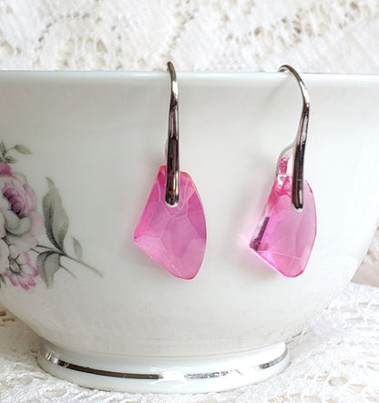 Silver Plated Pink Dangle Earrings For Women Fashion Jewelry Plastic Drops & Danglers