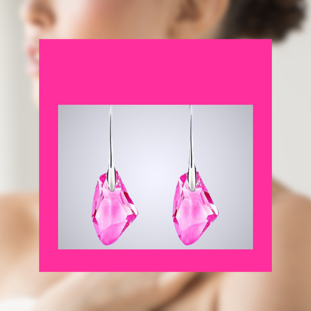 Silver Plated Pink Dangle Earrings For Women Fashion Jewelry Plastic Drops & Danglers