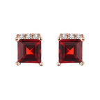 Blood Red Stone Square Stud Earrings for Girls and Women Copper Stud Earring