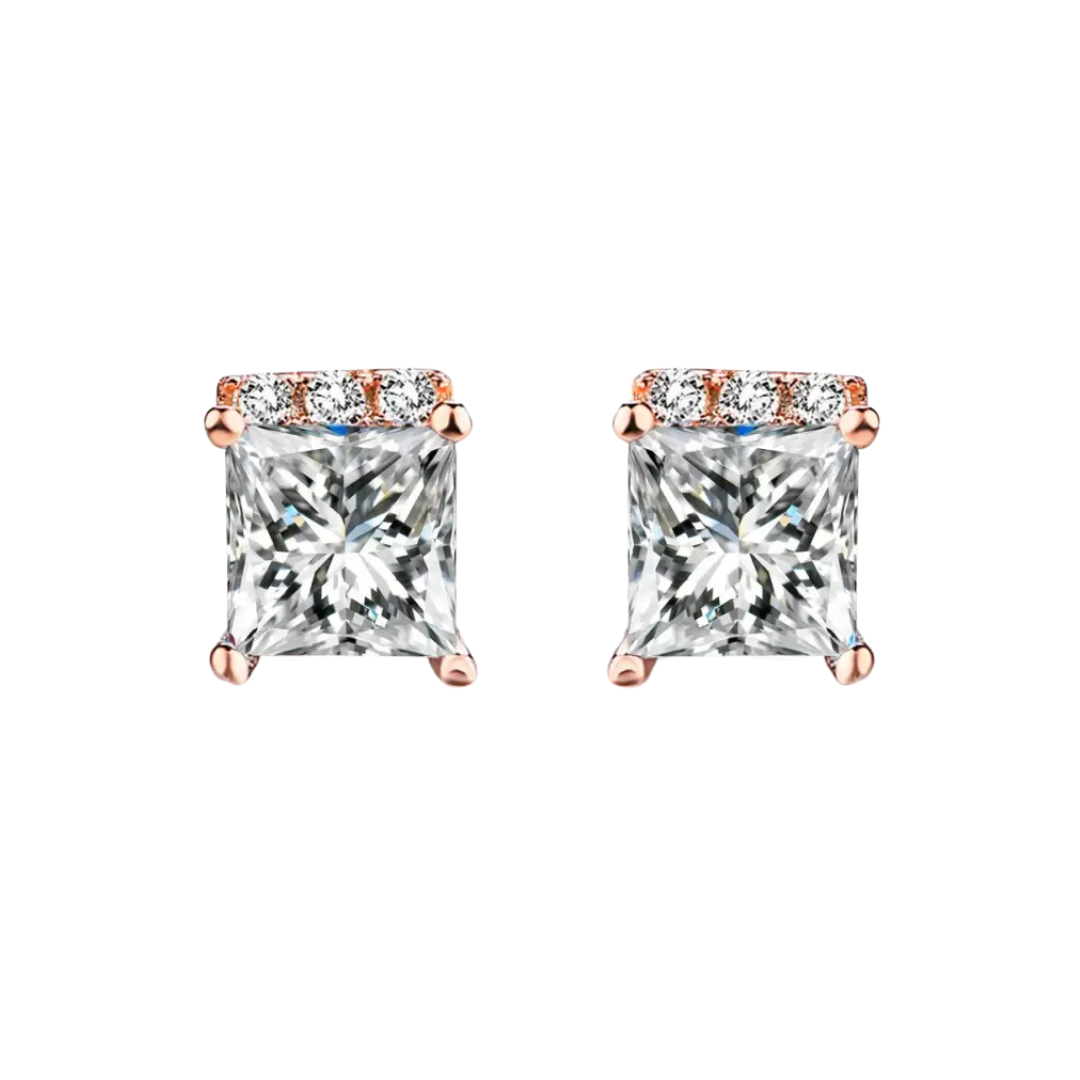 High Quality Square Shape Crystal Stud Earrings for Girls and Women Crystal Copper Stud Earring