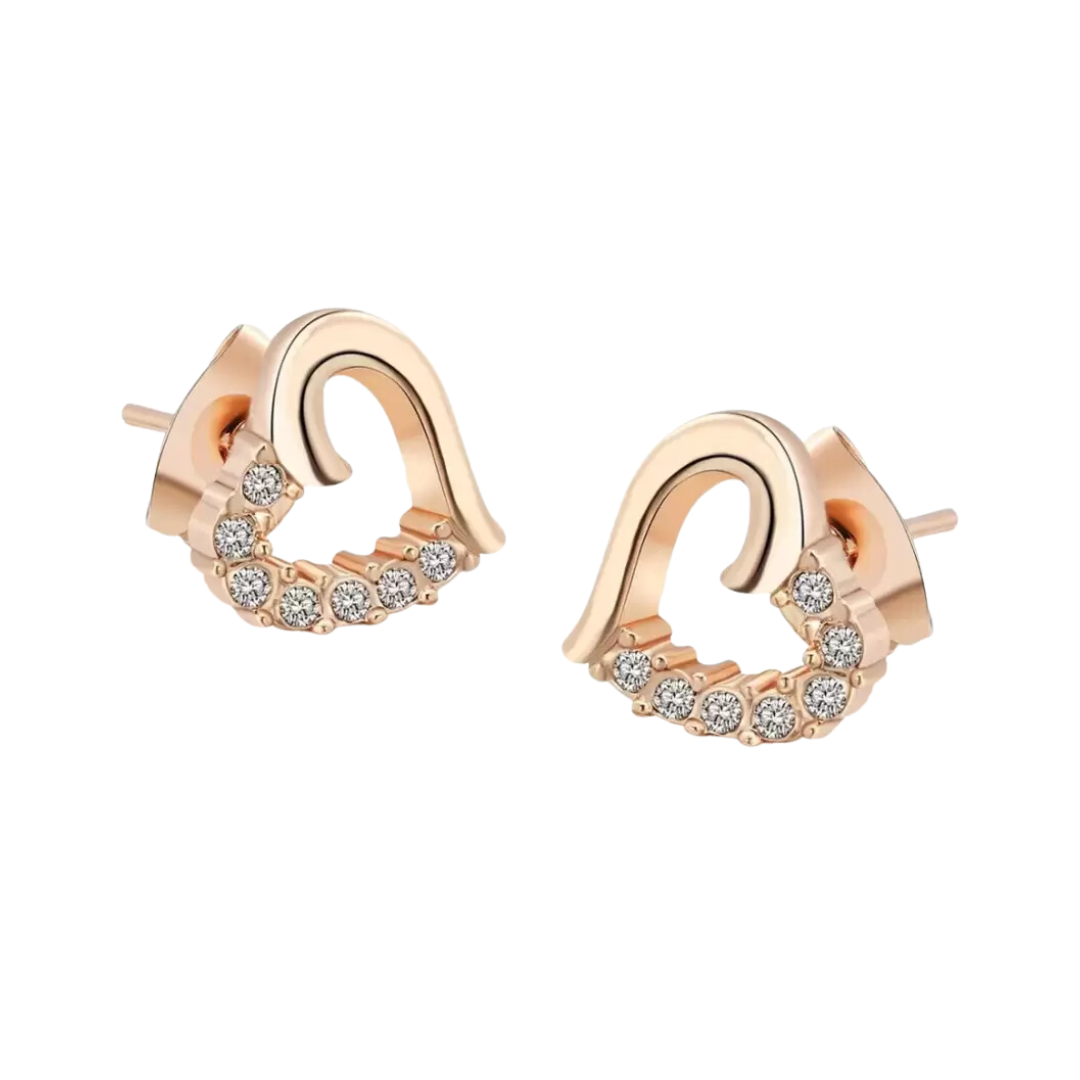 14k Gold CZ Heart Earrings Screwback for Baby Girls or Multiple Pierci –  Massete