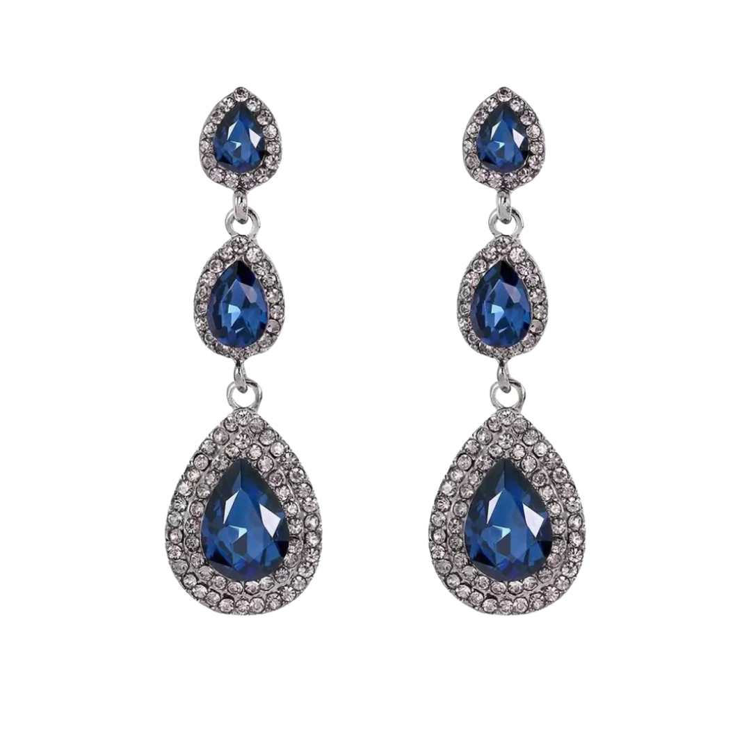 Traditional 18K Gold Plated and Crystal Dangle & Drop Earrings for Women & Girls, Rhinestone Geometric Statement Alloy Earrings