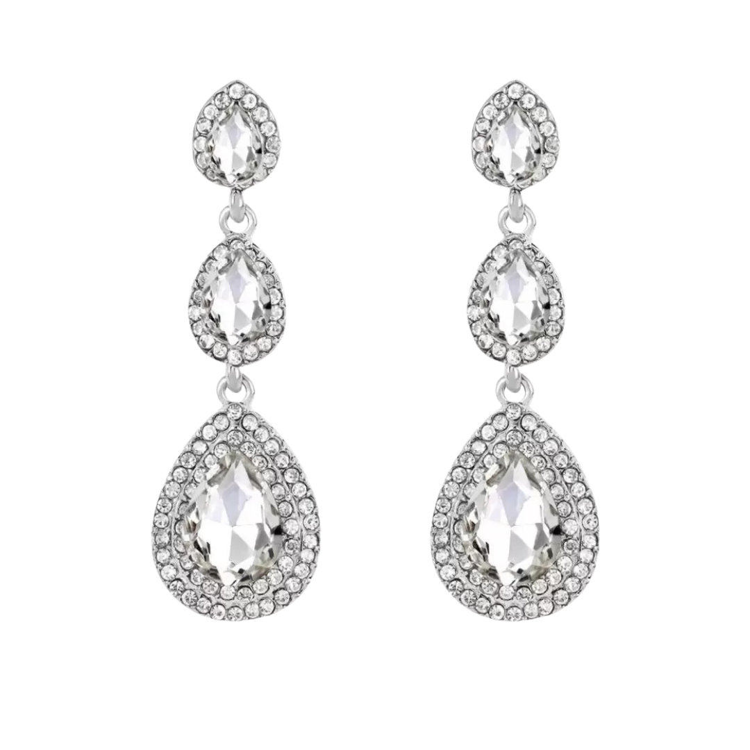 Traditional 18K Gold Plated and Crystal Dangle & Drop Earrings for Women & Girls, Rhinestone Geometric Statement Alloy Earrings