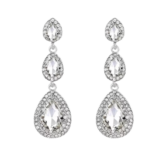 Traditional 18K Gold Plated and Crystal Dangle & Drop Earrings for Women & Girls, Rhinestone Geometric Statement Alloy Earrings