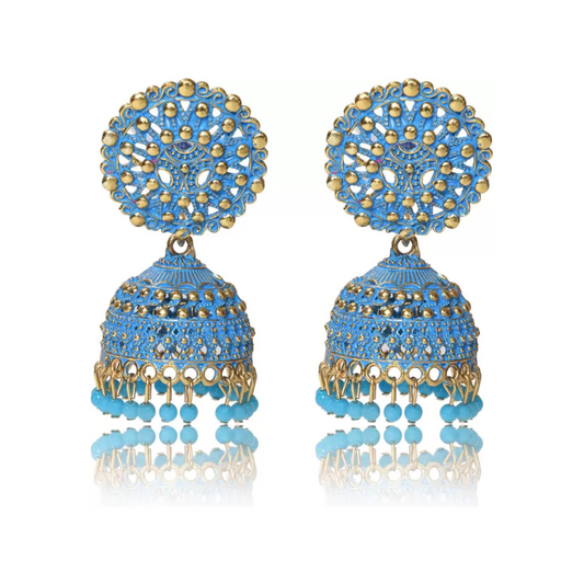 Ethnic Oxidised Jhumka Earring, Long Hangings Traditional Alloy Jhumki Earrings for Women & Girls