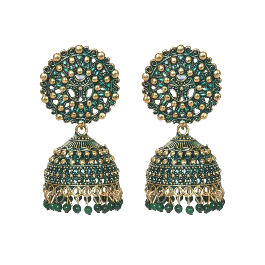 Nilu's Collection Ethnic Oxidised Jhumka Earring, Long Hangings Traditional Alloy Jhumki Earrings for Women & Girls