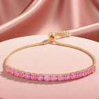 Nilu's Collection Rose Gold Plated Bracelet With Adjustable Slider Chain for Women & Girls( Pink)