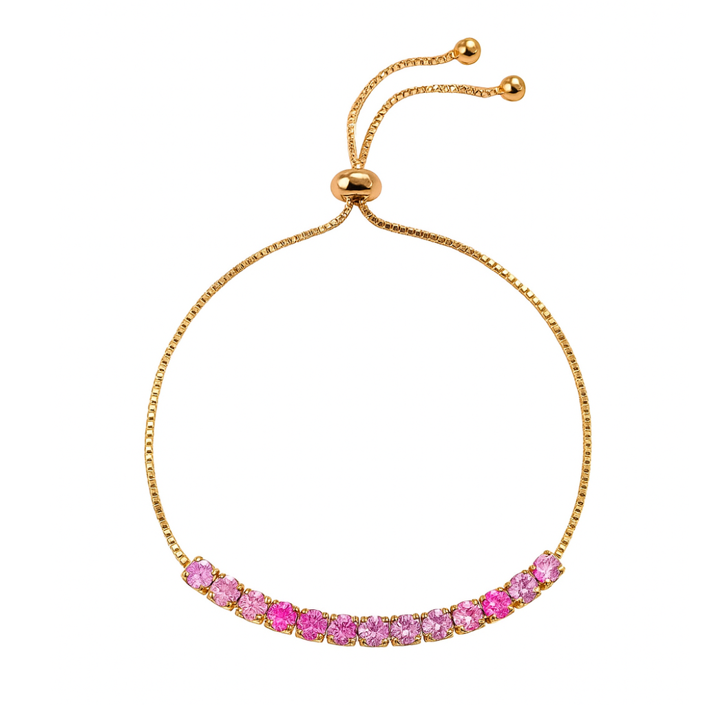 Nilu's Collection Rose Gold Plated Bracelet With Adjustable Slider Chain for Women & Girls( Pink)