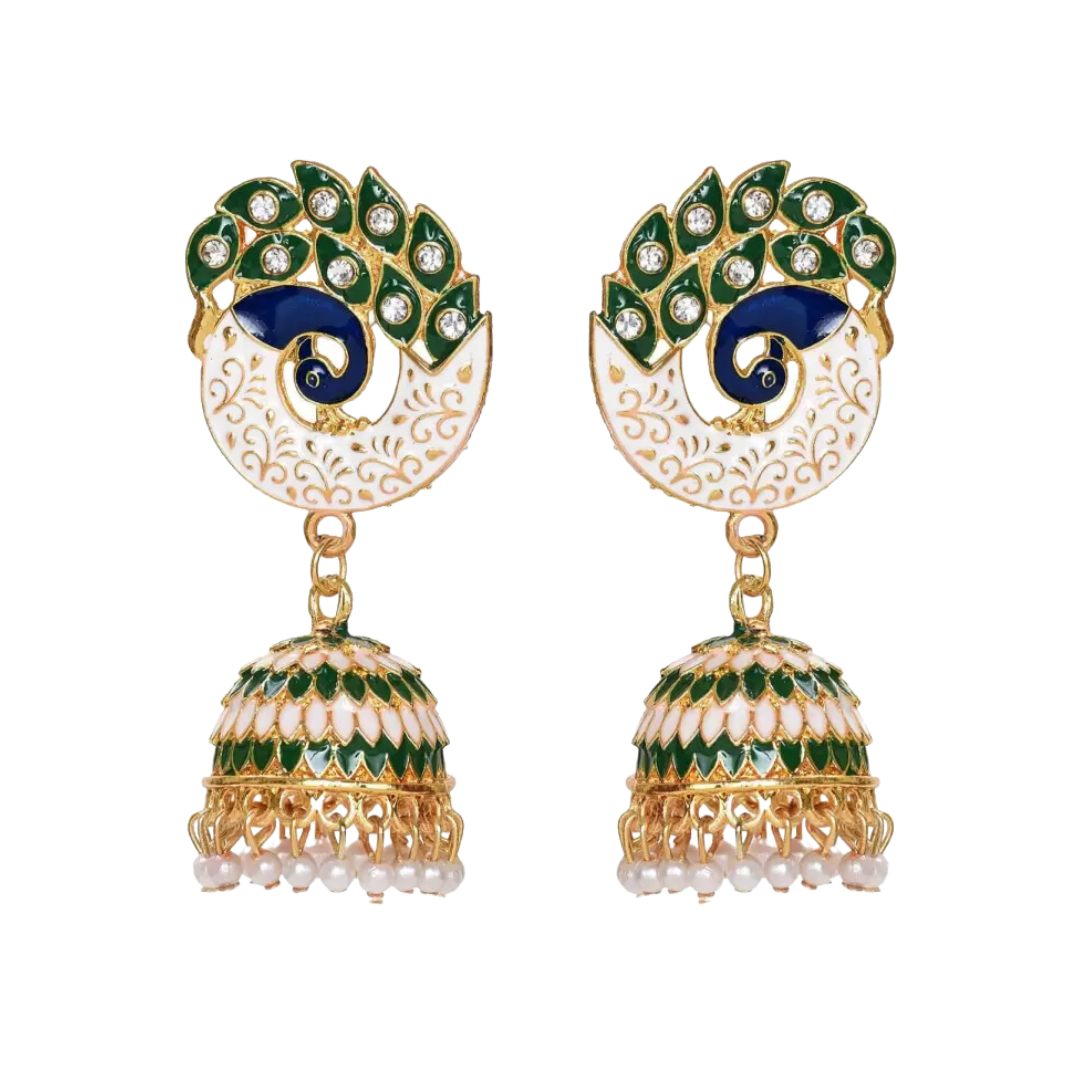 Party & Wedding Collection Peacock Shape Jhumka Earrings for Women and Girls