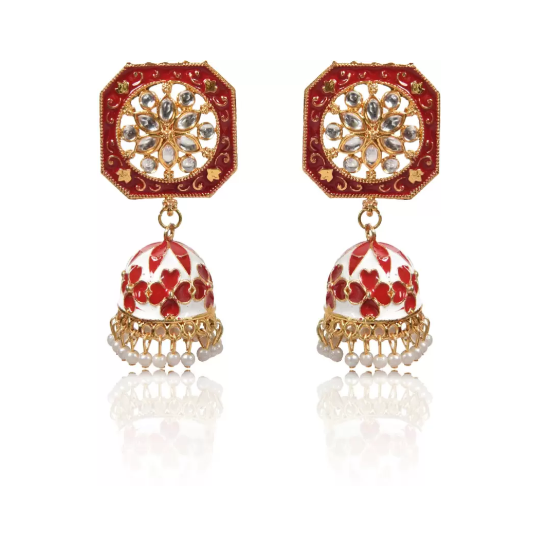 Drop Jhumka Earrings with Stone Work for Women and Girls, Kan ka Jhumka