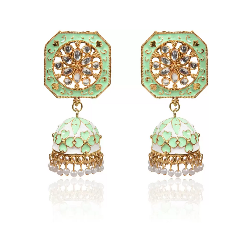 Drop Jhumka Earrings with Stone Work for Women and Girls, Kan ka Jhumka