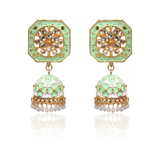 Drop Jhumka Earrings with Stone Work for Women and Girls, Kan ka Jhumka