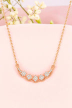 Nilu’s Collection Rose Gold Plated Floral AD Stone Pendant Necklace for Women and Girls