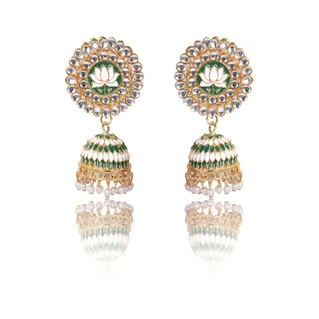 Lotus Shape Jhumka Earrings for Festive/ Party for Women and Girls