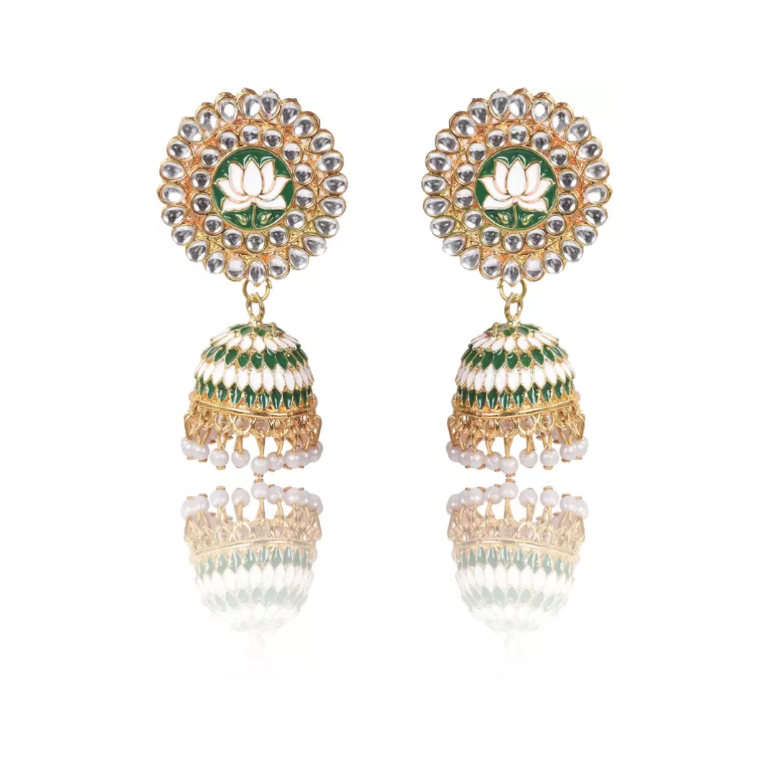 Lotus Shape Jhumka Earrings for Festive/ Party for Women and Girls