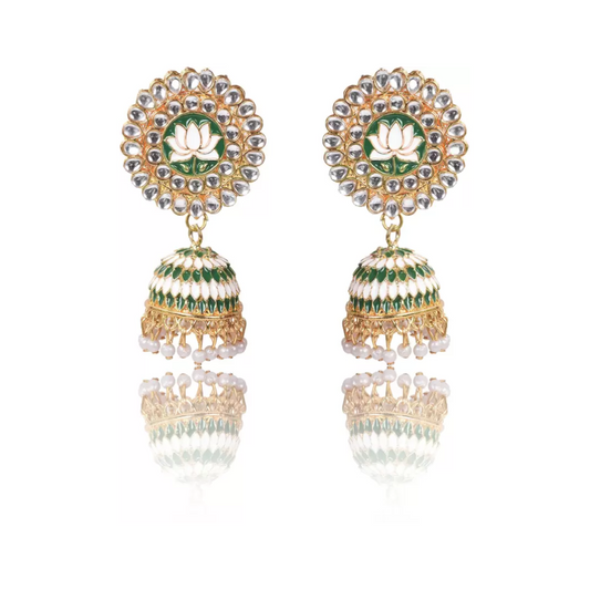 Lotus Shape Jhumka Earrings for Festive/ Party for Women and Girls