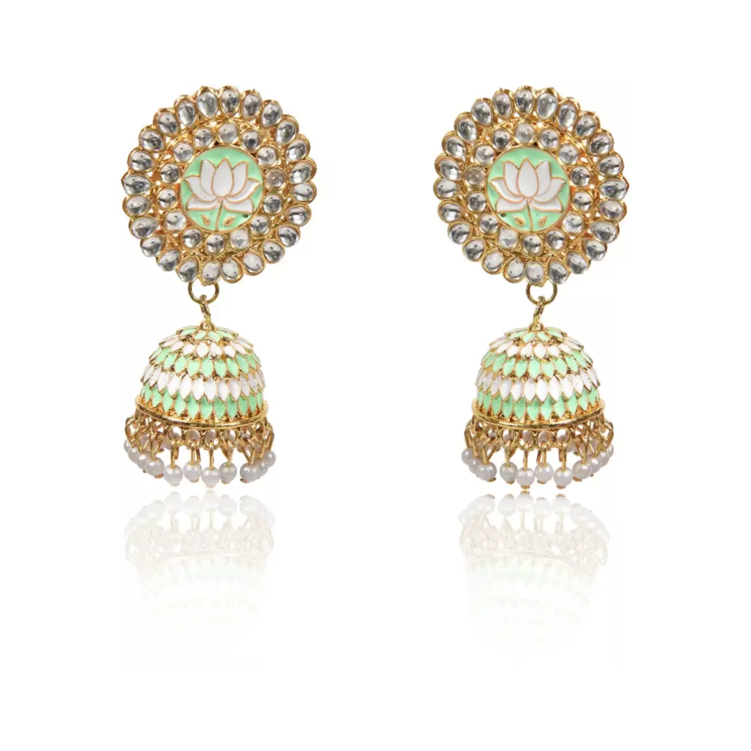 Lotus Shape Jhumka Earrings for Festive/ Party for Women and Girls