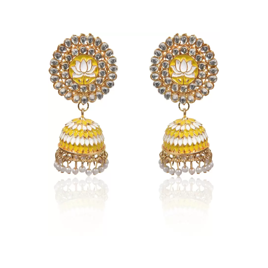 Lotus Shape Jhumka Earrings for Festive/ Party for Women and Girls