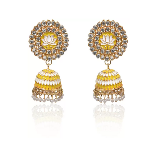 Lotus Shape Jhumka Earrings for Festive/ Party for Women and Girls