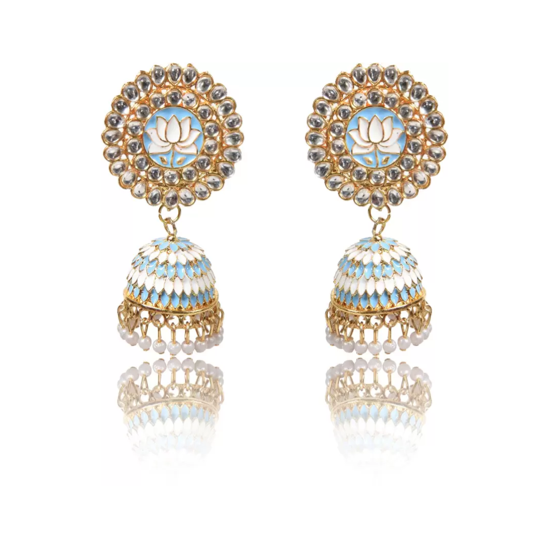 Lotus Shape Jhumka Earrings for Festive/ Party for Women and Girls