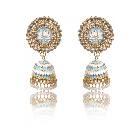 Lotus Shape Jhumka Earrings for Festive/ Party for Women and Girls