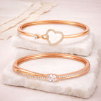 Bracelet Duo |Rose Gold Plated AD Stone Sparkling Kada Bracelet Value Set for Girls