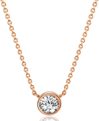 American Diamond Rose Gold Plated Pendant Necklace Set for Girls and Women