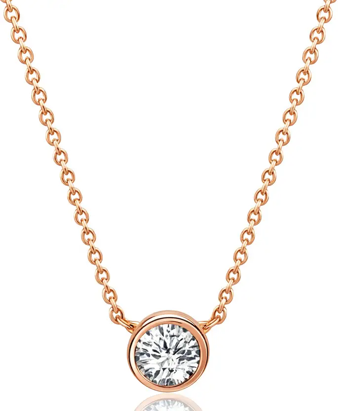 American Diamond Rose Gold Plated Pendant Necklace Set for Girls and Women