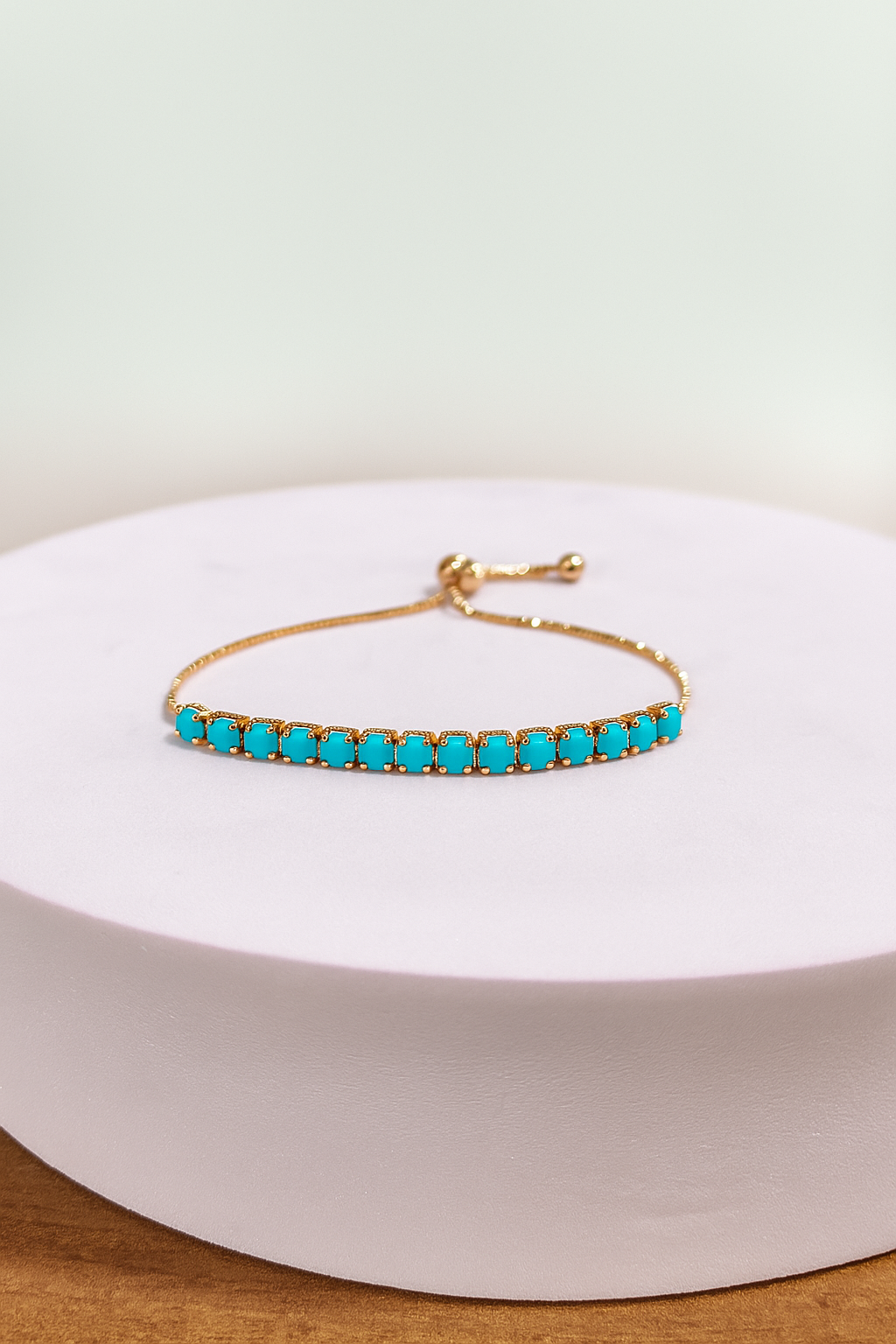 Nilu's Collection Rose Gold Plated Bracelet With American Diamond For Women And Girls (Aqua Colour)