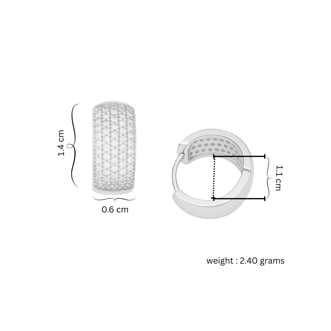 Nilu's Collection Silver Plated Hoop Earrings With American Diamond For Women And Girls | Office Wear | Gift For Her | Anti-Tarnish | Anti-Allergy