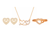 Nilu's Collection Rose Gold Platedc Heart Jewellery Set For Women And Girls | Pendant | Earrings | Ring