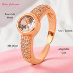 Rose Gold Plated | American Diamond Studded | Adjustable | Finger Ring for Women and Girls, Style 17