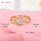 Rose Gold Plated | American Diamond Studded | Adjustable | Finger Ring for Women and Girls, Style 3
