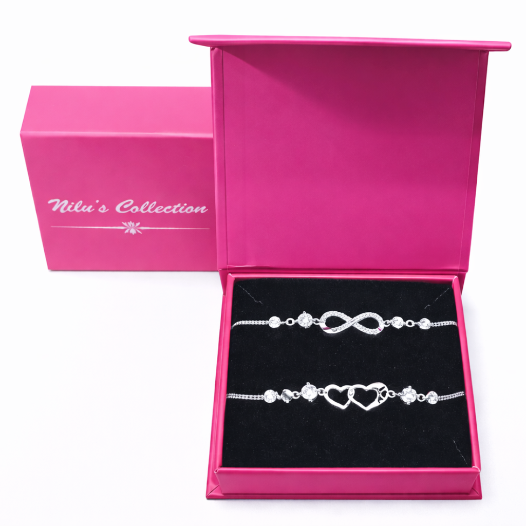 Gift Silver Plated Infinity Bracelet With Heart Shape Bracelet For Women And Girls