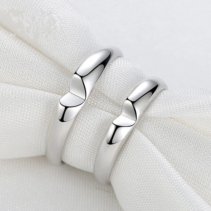 Simple Promise Rings For Couples In 925 Sterling Silver Stunning Couple  Rings | eBay